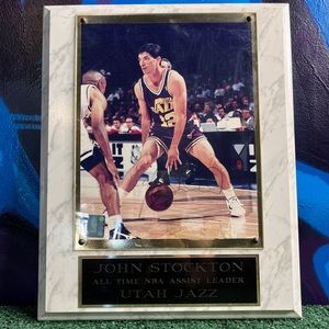 Signed John Stockton All Time NBA Assist  Leader Plaque (8” x 10”)